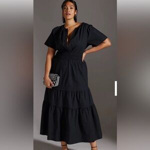 ANTHROPOLGIE SOMERSET MAXI DRESS. Black. 2X Pre-loved.
